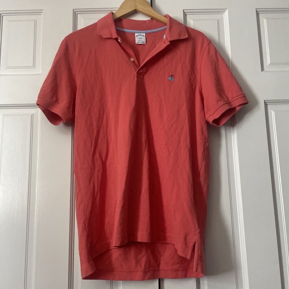 Brooks Brothers Men's 1818 Cotton Slim Fit Polo Shirt Coral Size L